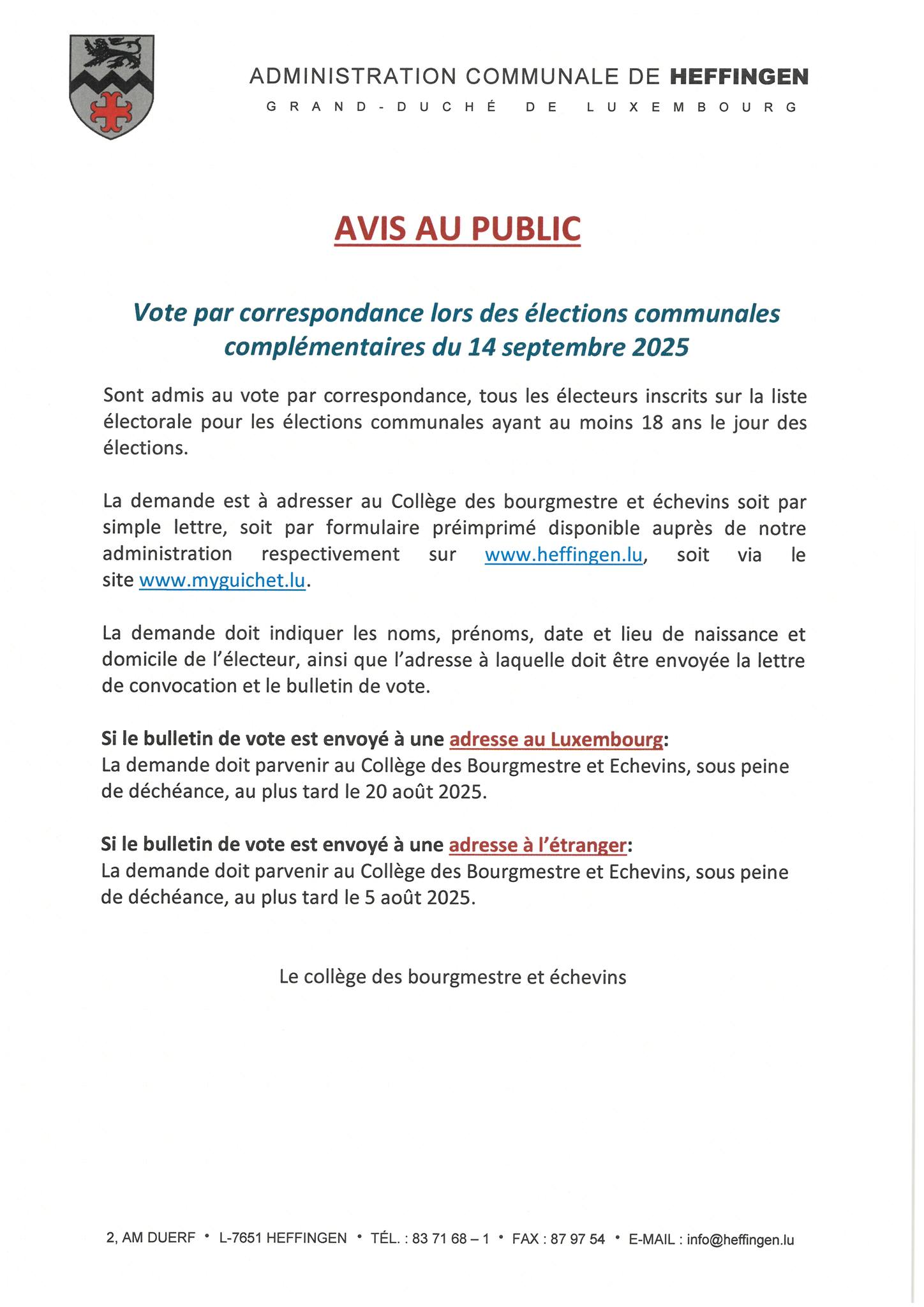Bréifwal Walen 2025 / Vote par correspondance élections 2025